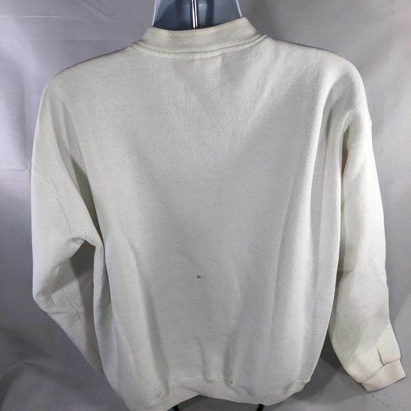 Vintage Niehaus Sweatshirt USA Made Long Sleeve by Lee XL White 90s Button Neck - Picture 9 of 11